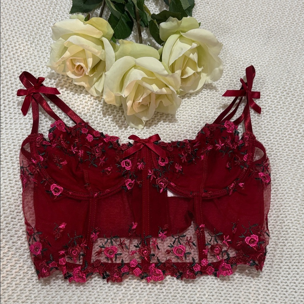Floral Red Lace Bralette
